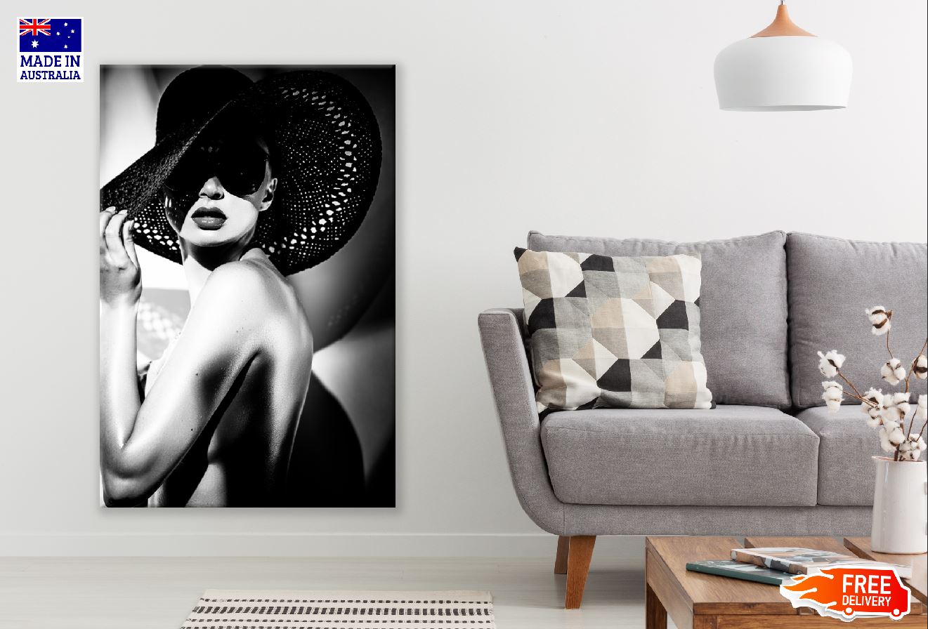 Fashion Lady with Hat B&W Photograph Print 100% Australian Made