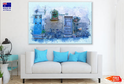 House with Bicyle Watercolor Painting Print 100% Australian Made