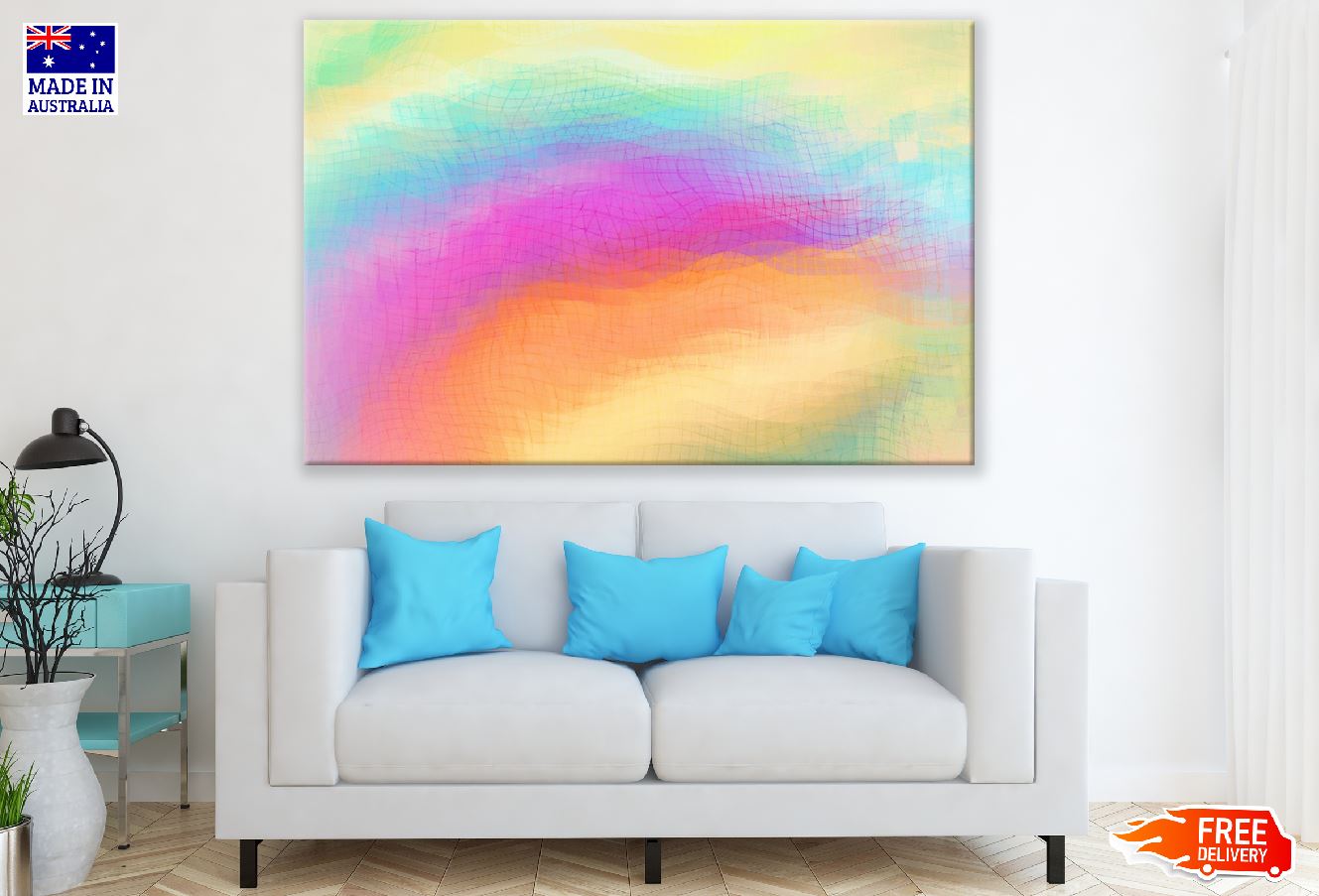 Orange Yellow & Pink Abstract Design Print 100% Australian Made