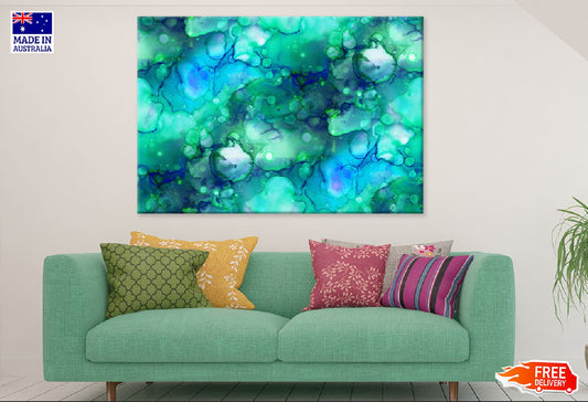 Green Bubbles & Blue Abstract Design Print 100% Australian Made