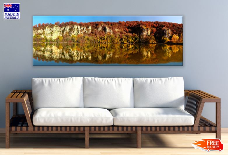 Panoramic Canvas Forest & Lake High Quality 100% Australian made wall Canvas Print ready to hang