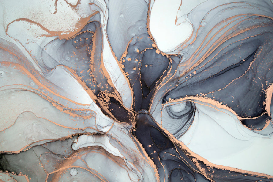 Black Grey & Gold Abstract Design Print 100% Australian Made