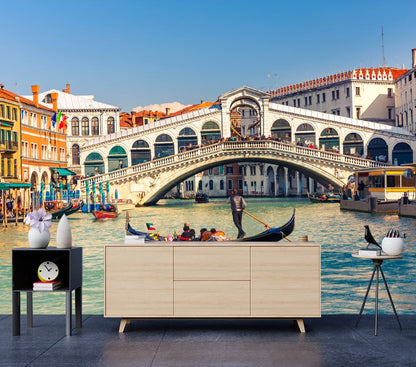 Wallpaper Murals Peel and Stick Removable Gondola near Rialto Bridge in Venice, Italy High Quality