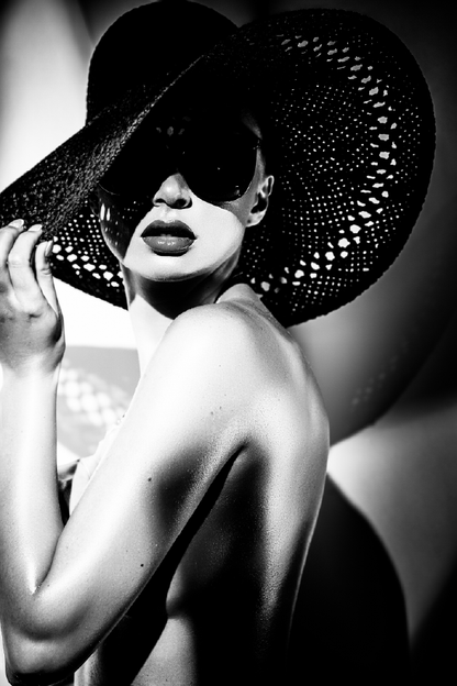 Fashion Lady with Hat B&W Photograph Print 100% Australian Made