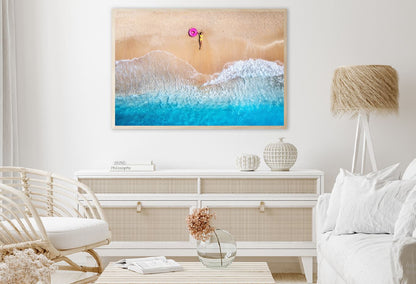Girl on Sandy Sea & Waves Aerial Photograph Home Decor Premium Quality Poster Print Choose Your Sizes