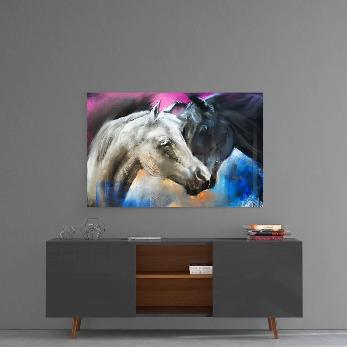 Abstract Horses Art Print Tempered Glass Wall Art 100% Made in Australia Ready to Hang