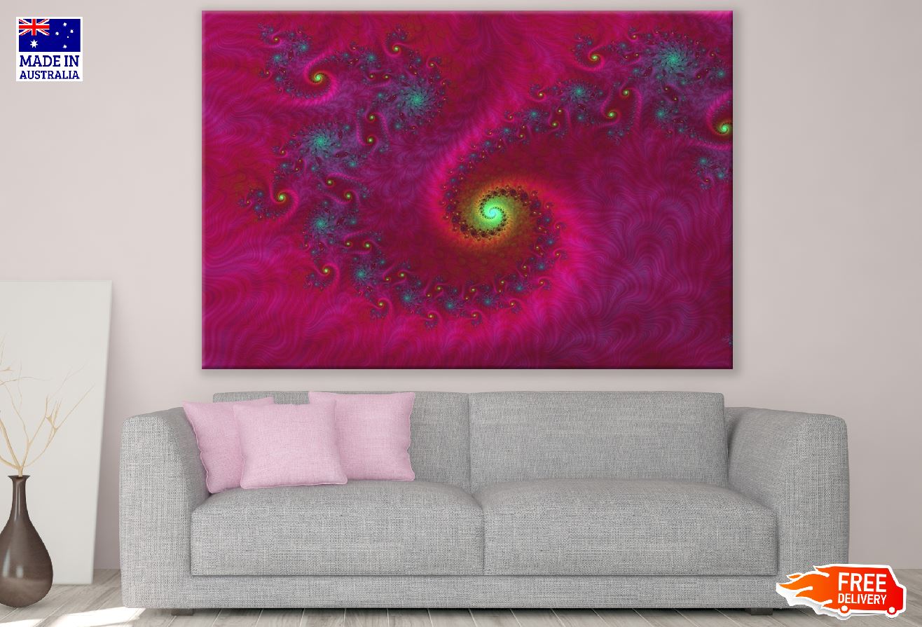 Pink & Blue Fractal Spiral Abstract Design Print 100% Australian Made