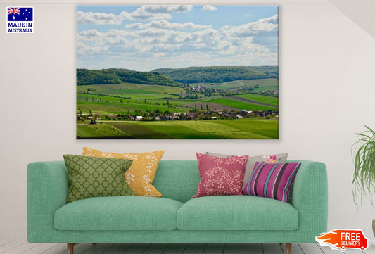 Rice Field & Forest and Mountain Photograph Print 100% Australian Made