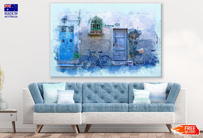 House with Bicyle Watercolor Painting Print 100% Australian Made