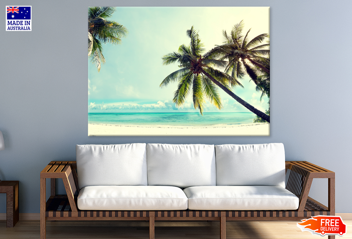 Palm Trees & Sea Wave Sky View Photograph Print 100% Australian Made