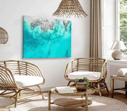 Bella Home Sandy Beach & Ocean With Small Waves Print Canvas Ready to hang