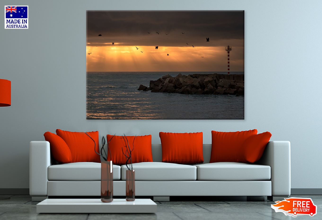Tower on Beach Sunset Scenery View Photograph Print 100% Australian Made