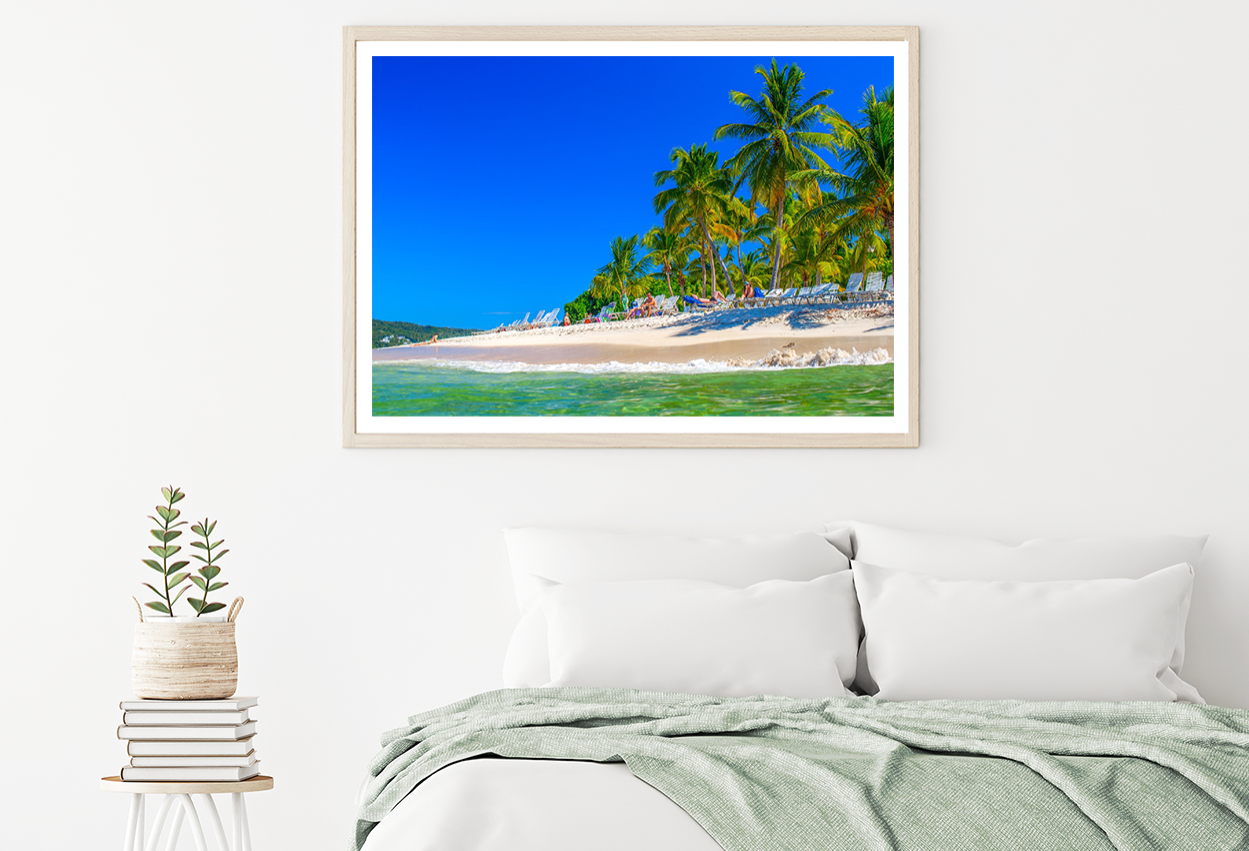 Palm Trees & Sea Scenery View Photograph Home Decor Premium Quality Poster Print Choose Your Sizes