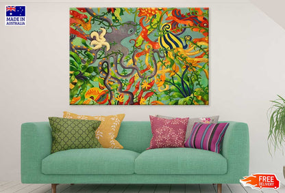 Animals & Flowers Art Abstract Design Print 100% Australian Made