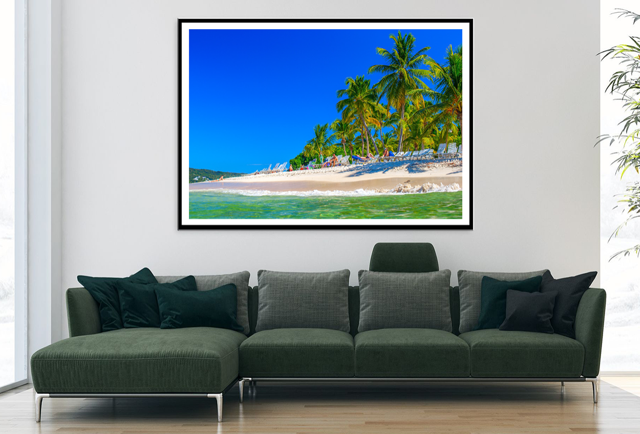 Palm Trees & Sea Scenery View Photograph Home Decor Premium Quality Poster Print Choose Your Sizes