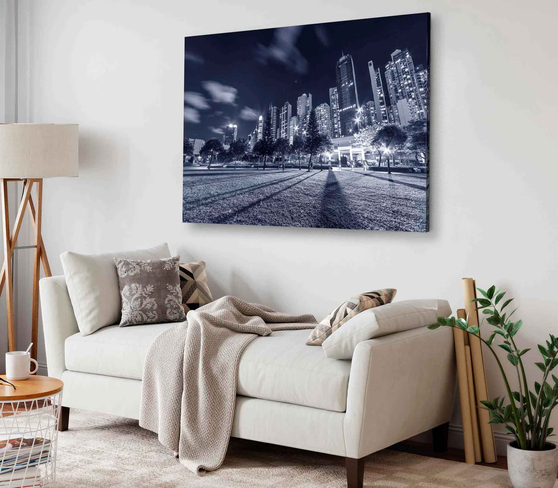 Bella Home Park in Hong Kong City Night B&W Print Canvas Ready to hang