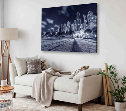 Bella Home Park in Hong Kong City Night B&W Print Canvas Ready to hang