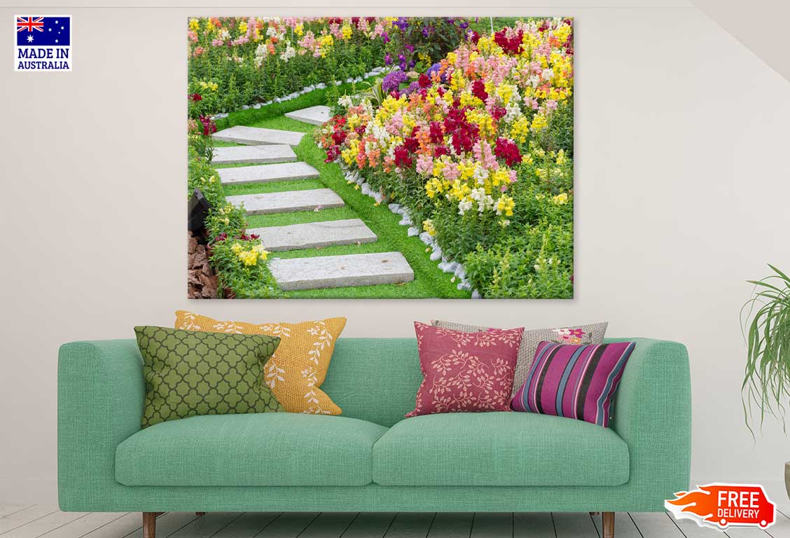 Pathway in Flower Garden View Photograph Print 100% Australian Made