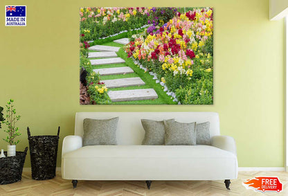 Pathway in Flower Garden View Photograph Print 100% Australian Made