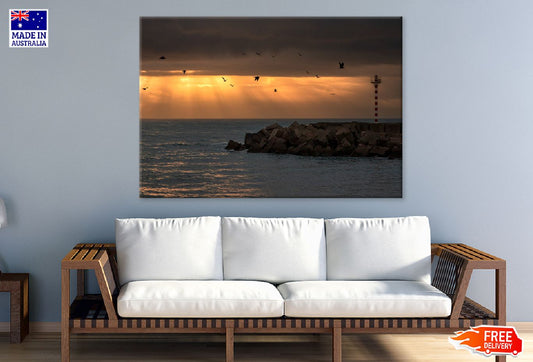 Tower on Beach Sunset Scenery View Photograph Print 100% Australian Made