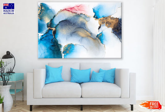 Gold Blue & Red Abstract Design Print 100% Australian Made