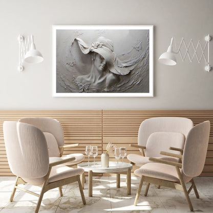 Girl Portrair Granite Sculpture Home Decor Premium Quality Poster Print Choose Your Sizes
