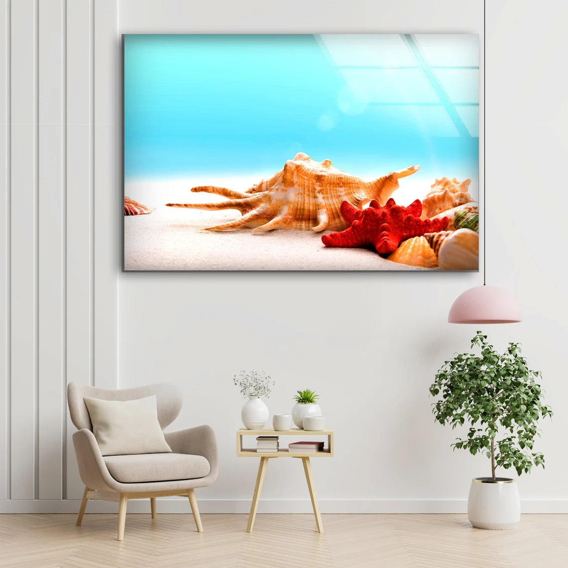 Sea Shells on Sand Photograph Acrylic Glass Print Tempered Glass Wall Art 100% Made in Australia Ready to Hang