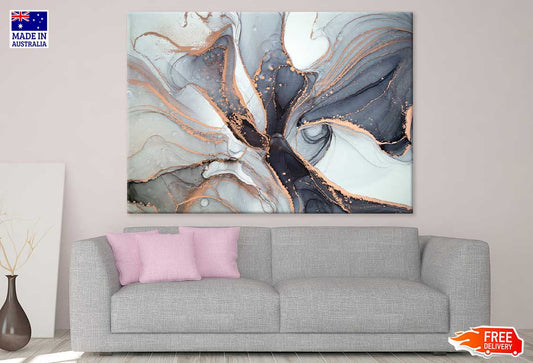 Black Grey & Gold Abstract Design Print 100% Australian Made