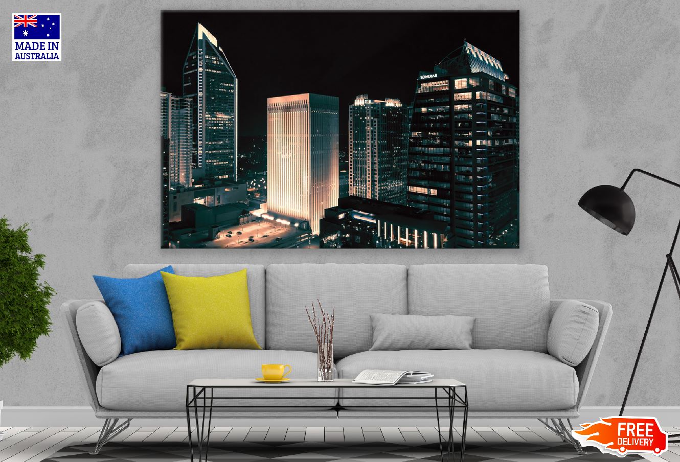 Cityscape Skyline Night View Photograph Print 100% Australian Made
