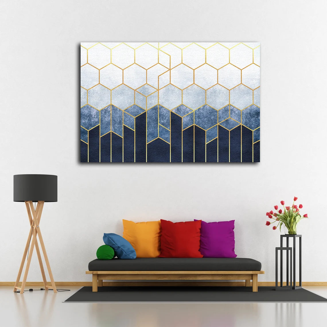 Silver Blue & Gold Absract Pattern Design Acrylic Glass Print Tempered Glass Wall Art 100% Made in Australia Ready to Hang