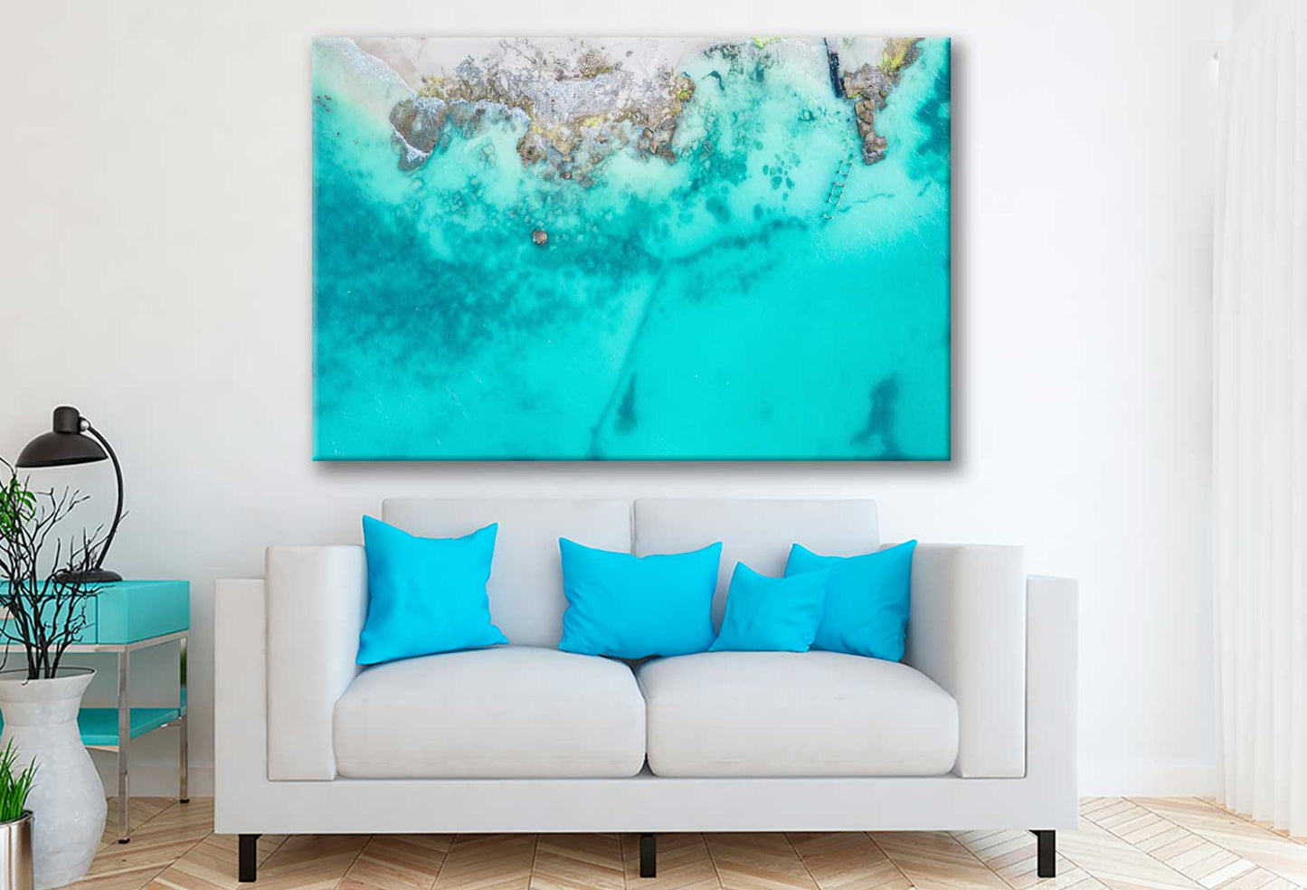 Bella Home Sandy Beach & Ocean With Small Waves Print Canvas Ready to hang