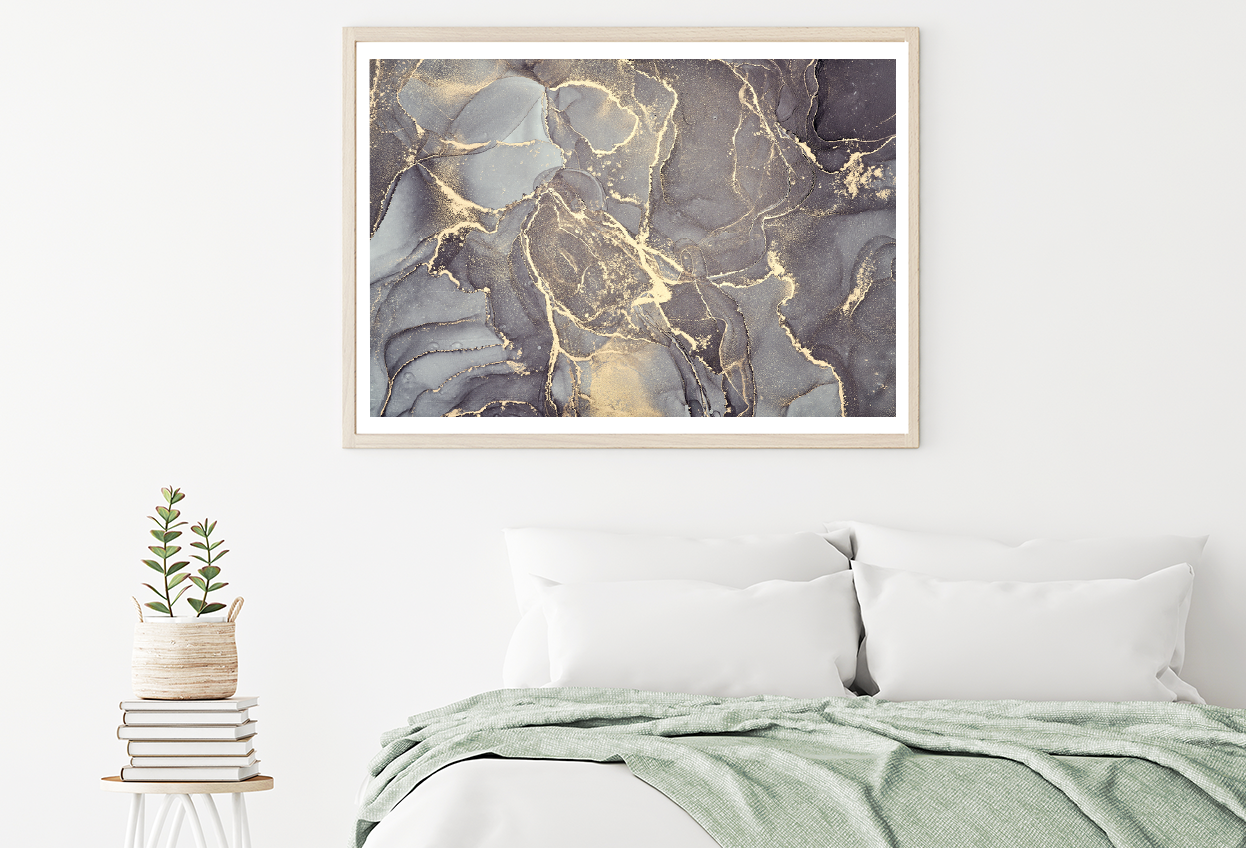 Blue Gray & Gold Abstract Design Home Decor Premium Quality Poster Print Choose Your Sizes