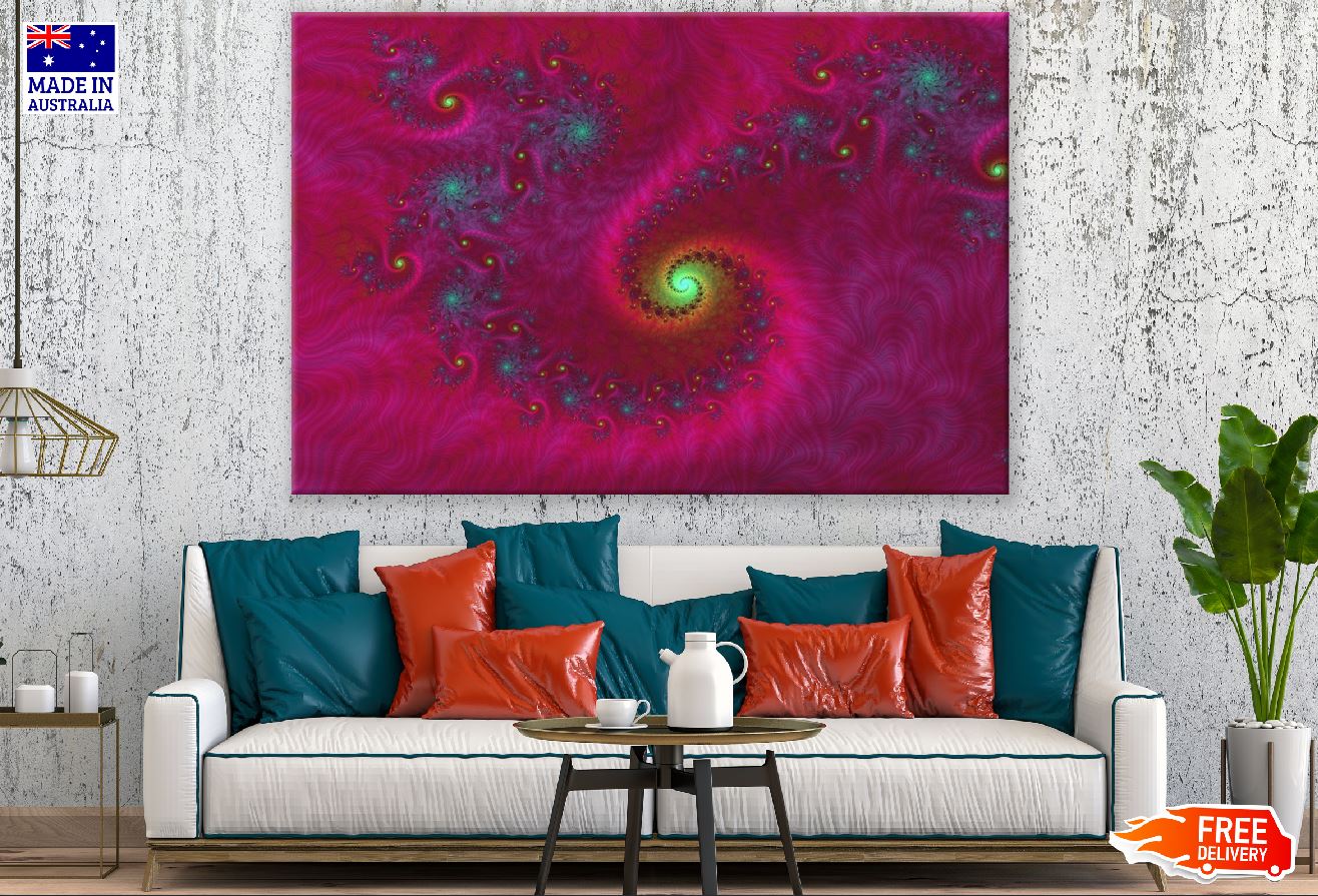 Pink & Blue Fractal Spiral Abstract Design Print 100% Australian Made