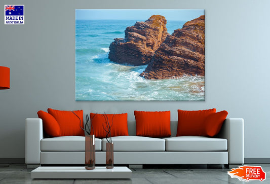 Rocky Beach Sea Shore View Photograph Spain Print 100% Australian Made