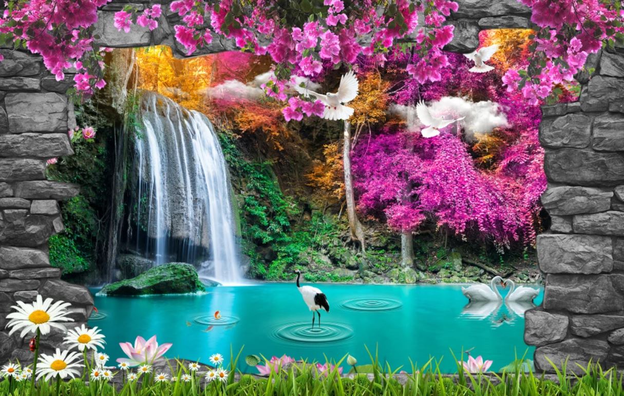 Waterfall Scenery Photograph Home Decor Premium Quality Poster Print Choose Your Sizes