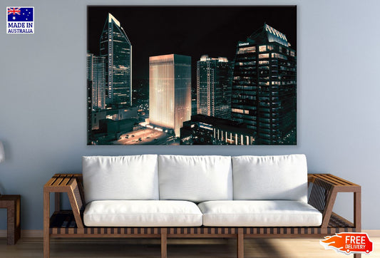 Cityscape Skyline Night View Photograph Print 100% Australian Made