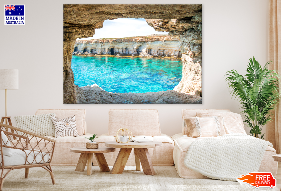 Rock Cave & Sea Aerial View Print 100% Australian Made