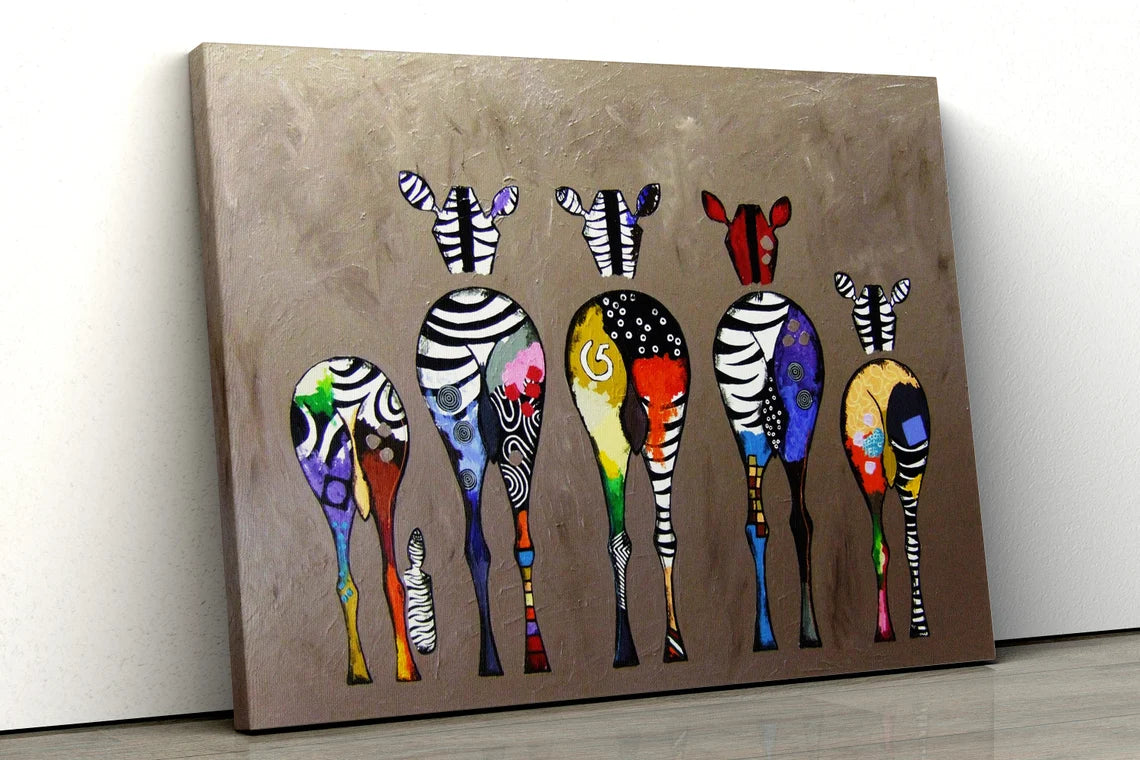 Colorful Zebras Painting Acrylic Glass Print Tempered Glass Wall Art 100% Made in Australia Ready to Hang