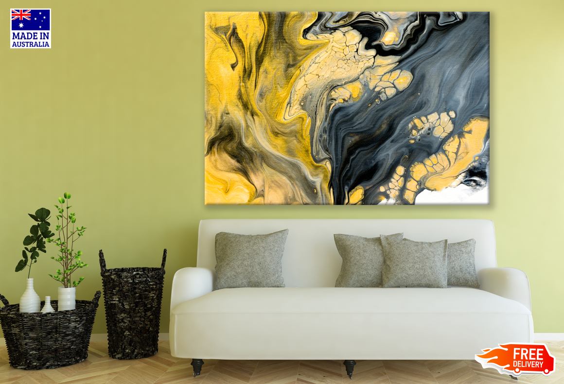 Abstract Granite Yellow Black Design Print 100% Australian Made