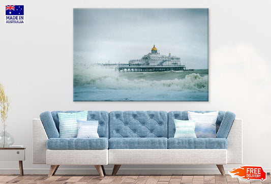 Eastbourne Pier with Sea Waves Photograph UK Print 100% Australian Made