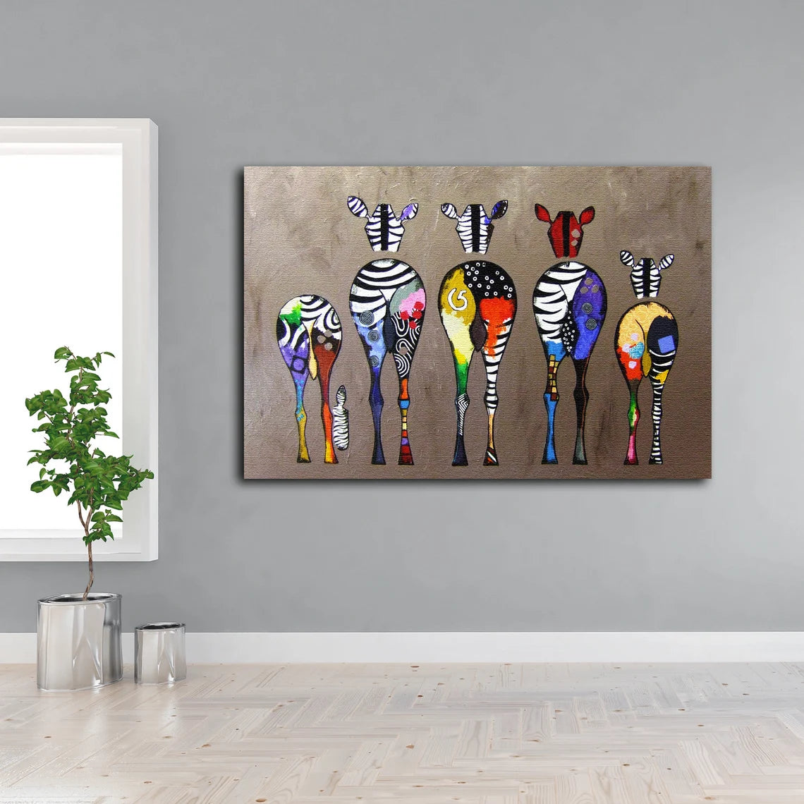 Colorful Zebras Painting Acrylic Glass Print Tempered Glass Wall Art 100% Made in Australia Ready to Hang