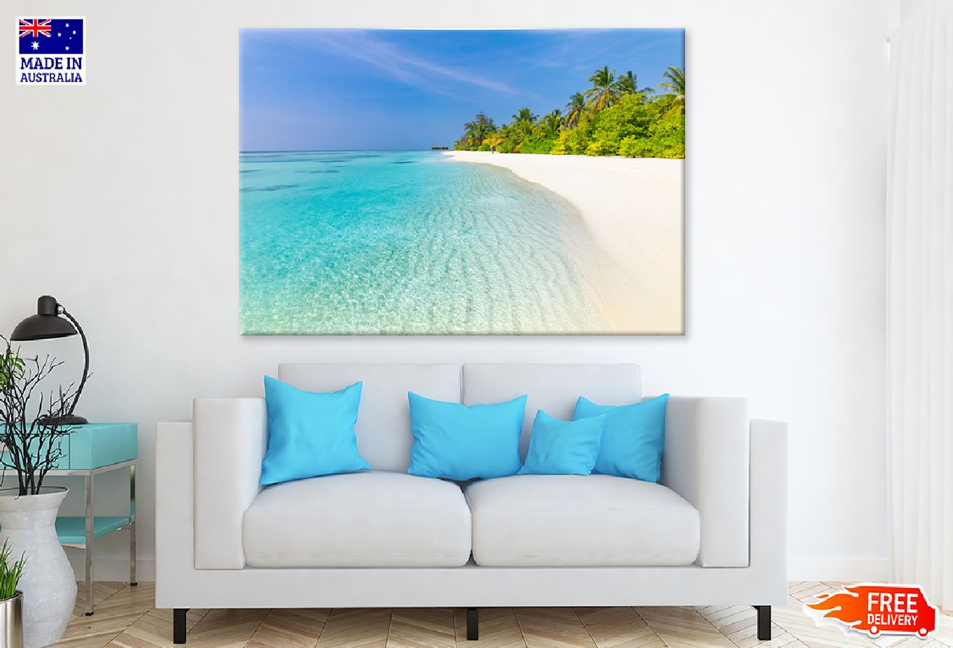 Tranquil Beach & Palm Trees View Photograph Print 100% Australian Made