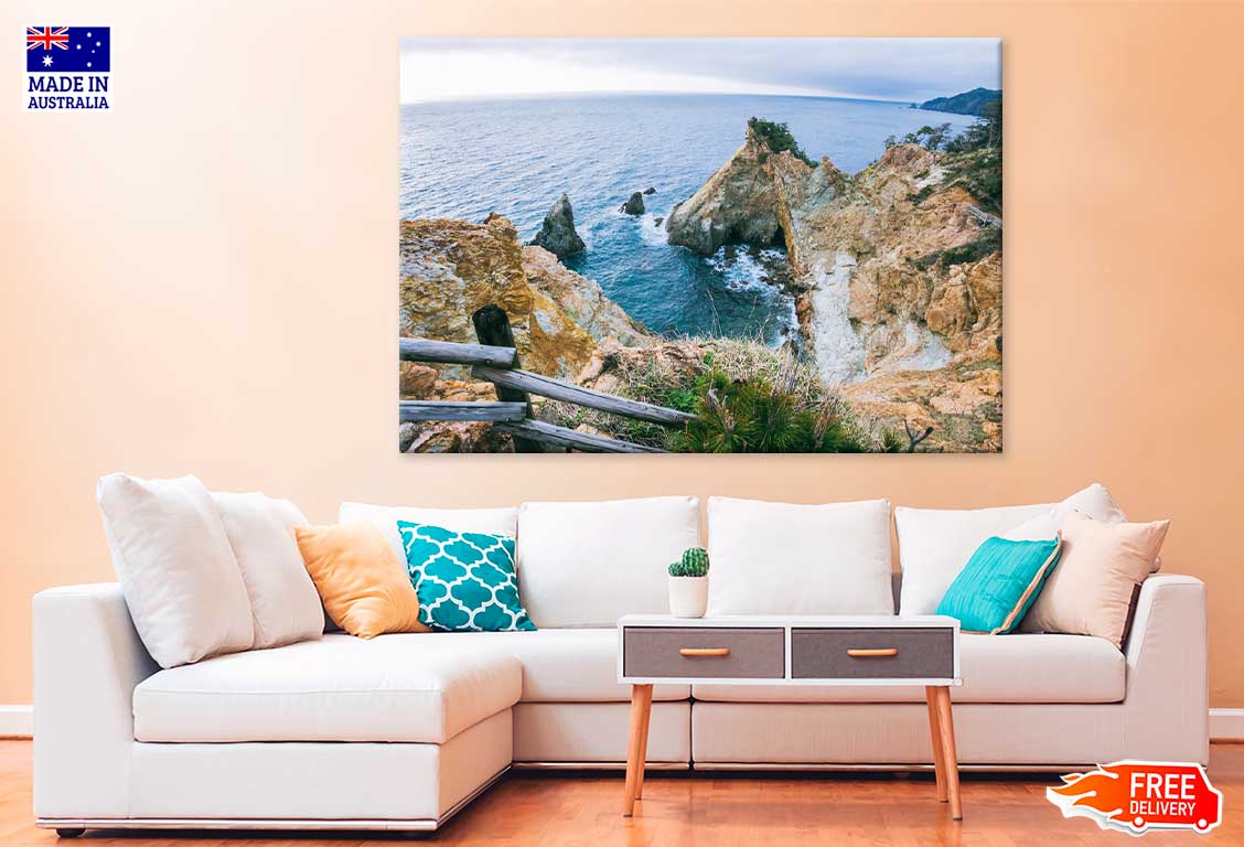 Rocks near Calm Sea Scenery View Photograph Print 100% Australian Made