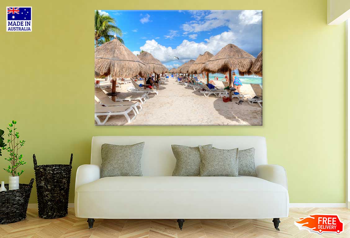 Riviera Maya Sea Huts View Cancun Mexico Print 100% Australian Made