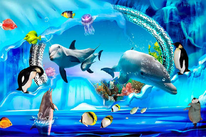 Bella Home Underwater Sea Creatures Fish 3D Print Canvas Ready to hang