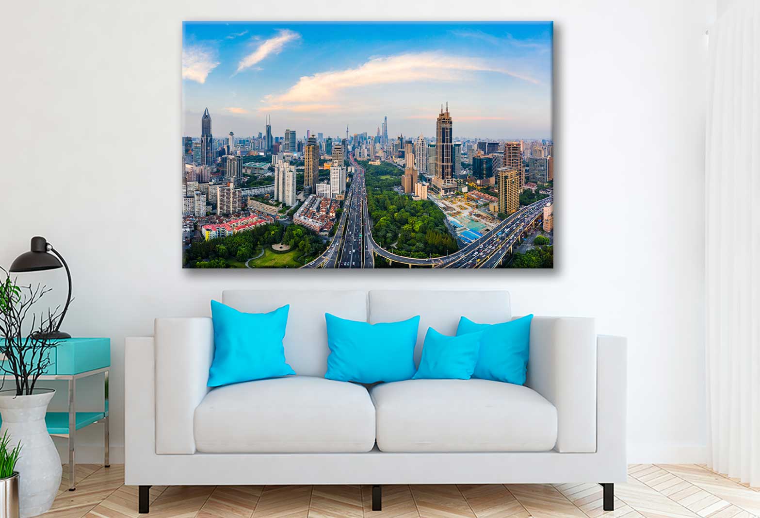 Bella Home Shanghai Skyline View in China Print Canvas Ready to hang
