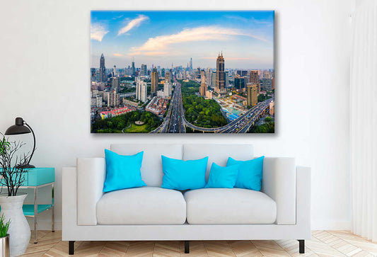 Bella Home Shanghai Skyline View in China Print Canvas Ready to hang