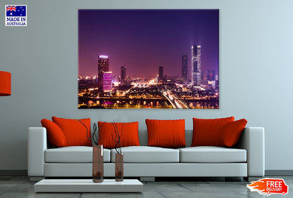 Illuminated City Night Photograph Print 100% Australian Made