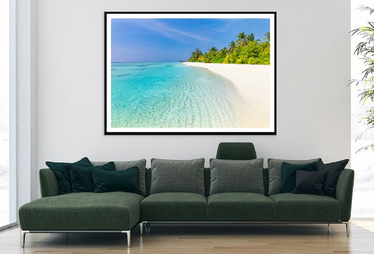 Tranquil Beach & Palm Trees View Photograph Home Decor Premium Quality Poster Print Choose Your Sizes