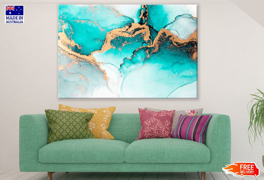 Black Gold & Blue Abstract Design Print 100% Australian Made